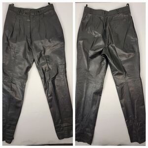 VTG Winlit Leather Pants Sz 13/14 (27) High Rise Straight Pleats